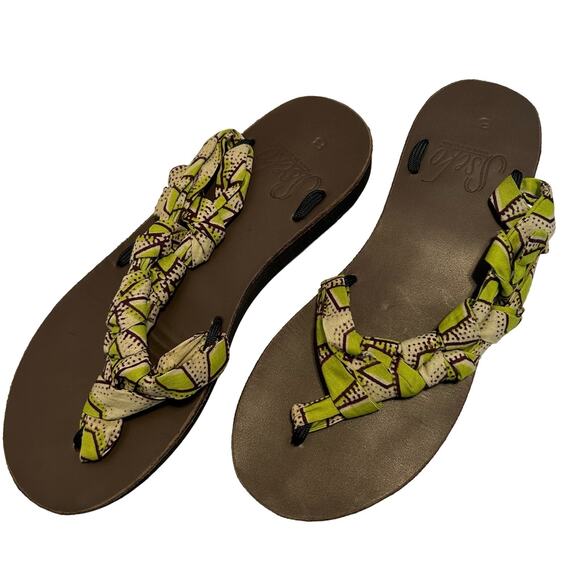 Sseko side braided women's sandals size 8 green/brown hippie - Picture 5 of 10